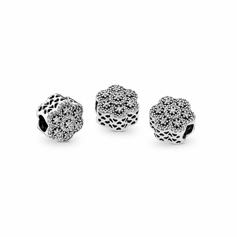 Pandora Crystalized Floral Charm Ireland - Sterling Silver/Cubic Zirconia - 418032ACU